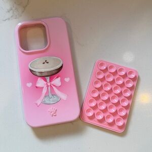 New Velvet Caviar pink Phone Case + magnetic magsafe suction mount iPhone 15 pro